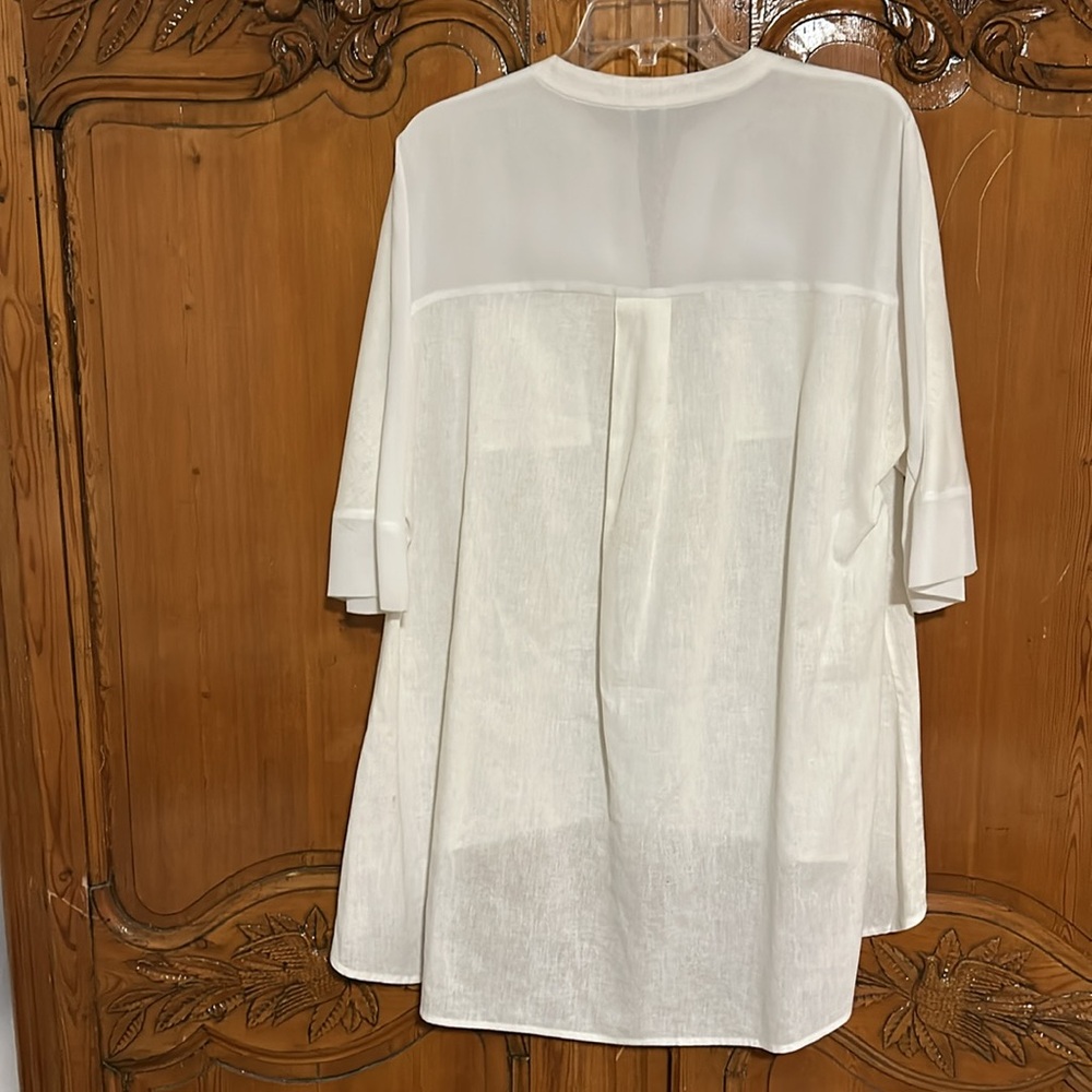 Anne Klein High Low Long Tunic Linen/Cotton Blend Oversized Small - Picture 2 of 9